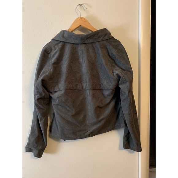 Gray faux micro-suede gray jacket - Picture 3 of 4